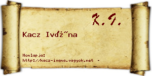 Kacz Ivána névjegykártya